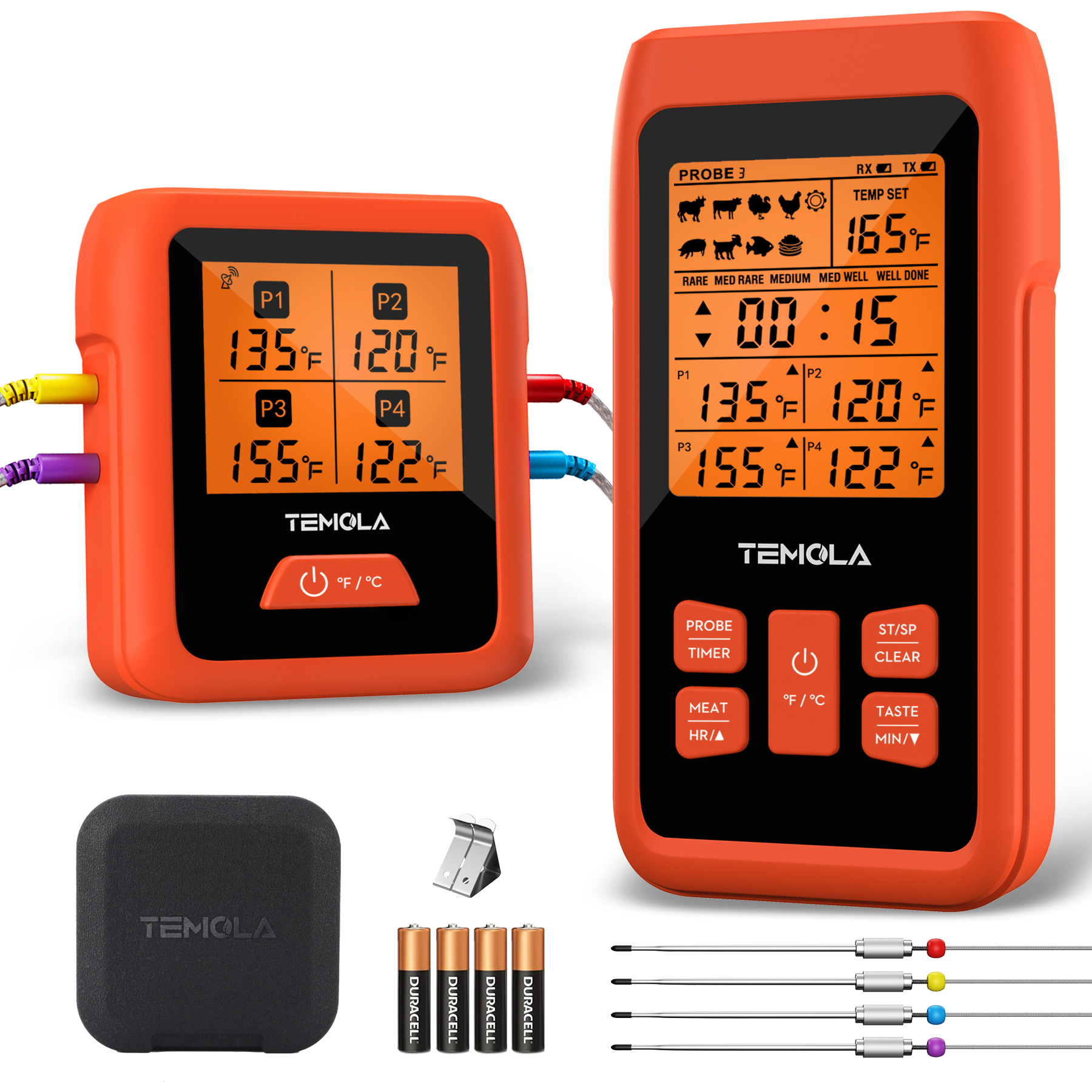 TEMOLA TM40 Instant Read Meat Thermometer (Orange)