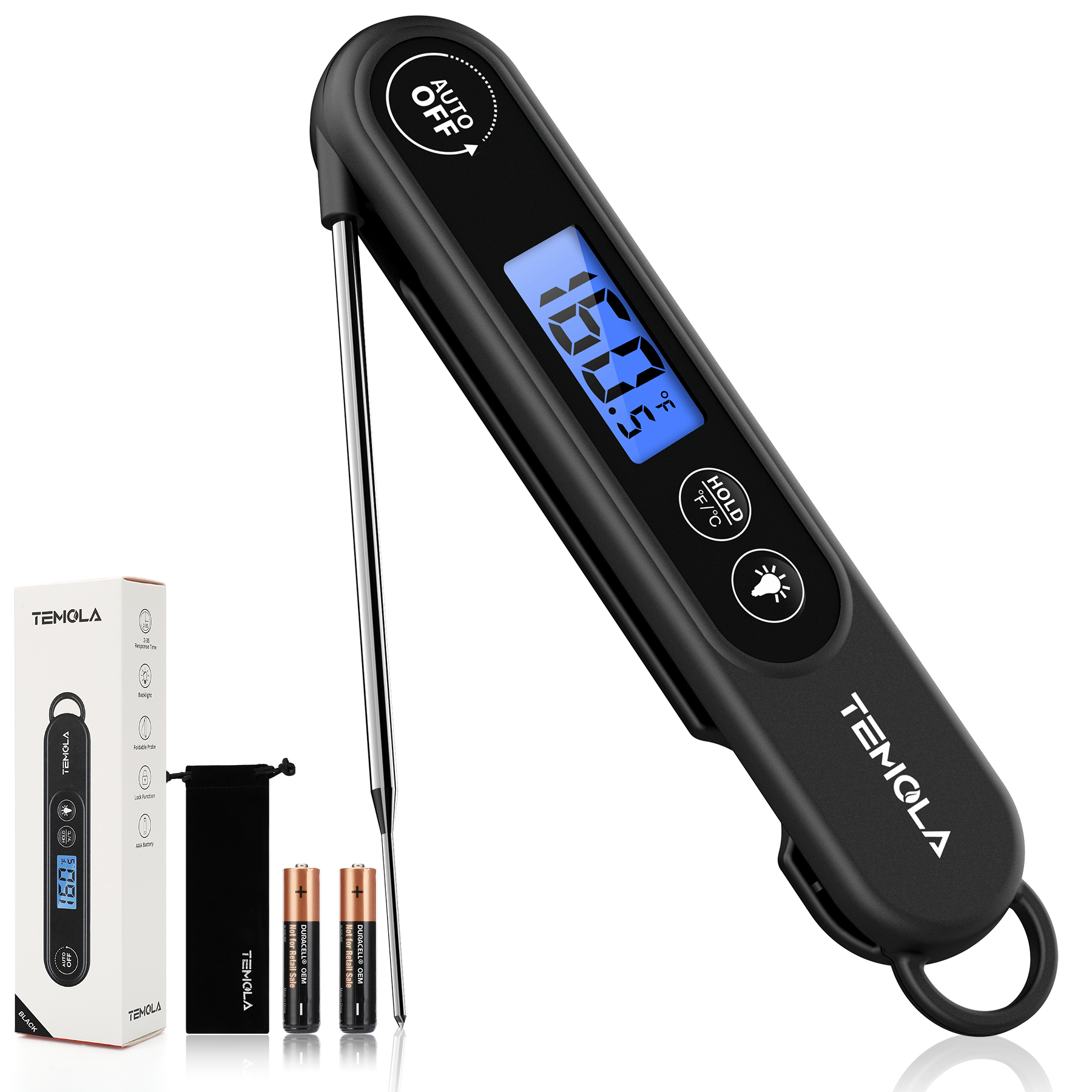 TEMOLA TM20 Instant Read Meat Thermometer (Black)