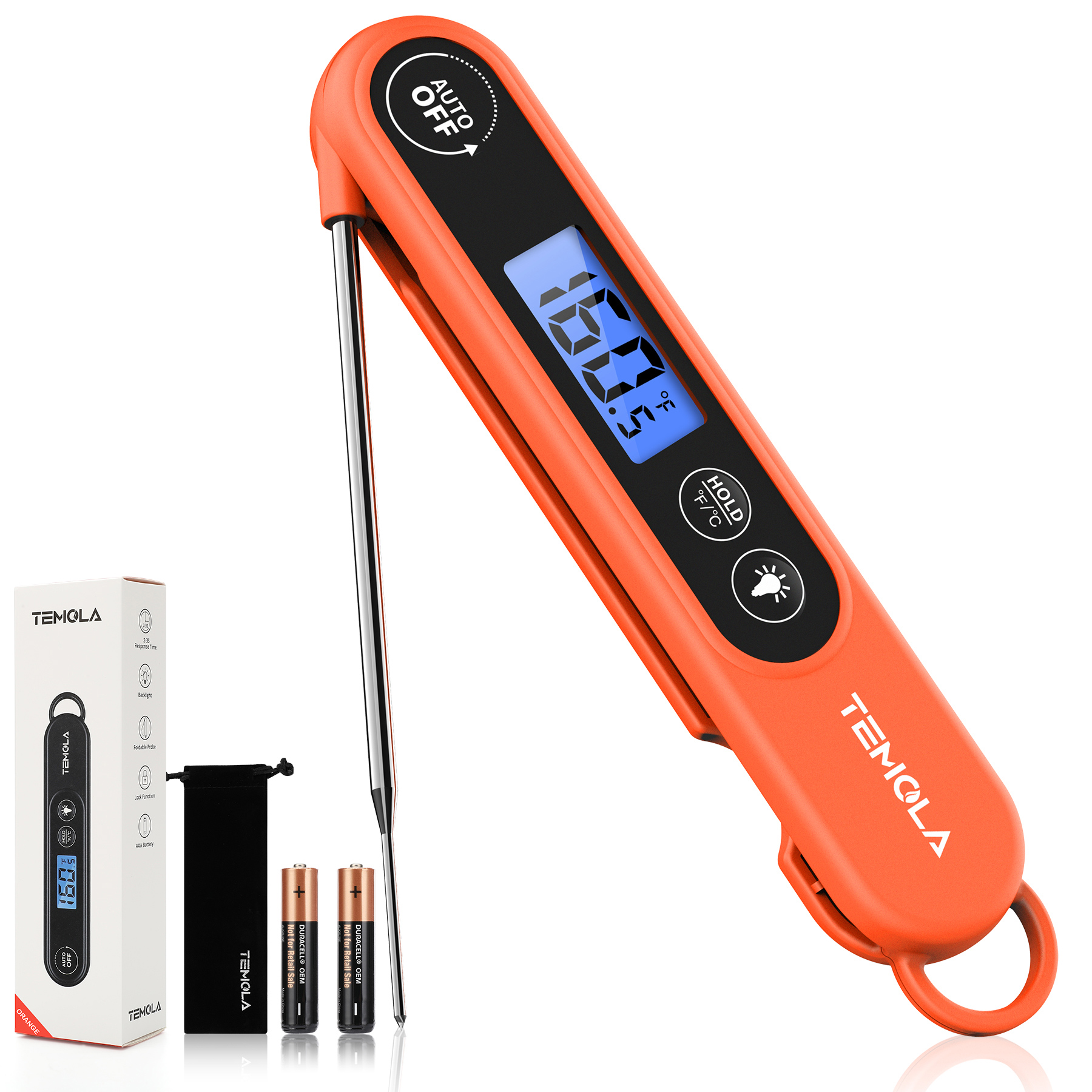 TEMOLA TM20 Instant Read Meat Thermometer (Orange)